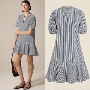 J Crew Delilah Dress in Striped Cotton Poplin